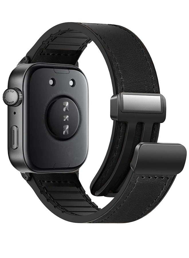 إس كولور حزام ساعة جلدي مع مشبك مغناطيسي متوافق مع حزام بديل Huawei Watch Fit 4/Fit 4 Pro/ Fit 3 متوافق مع سوار Huawei Smart Watch Fit 4 Pro أسود - Image 1