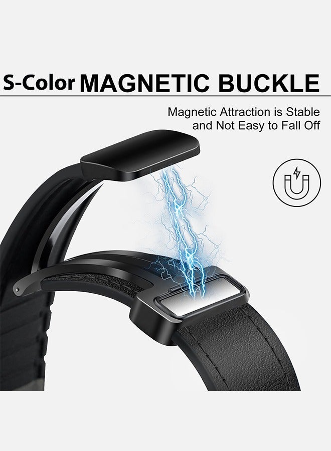 إس كولور حزام ساعة جلدي مع مشبك مغناطيسي متوافق مع حزام بديل Huawei Watch Fit 4/Fit 4 Pro/ Fit 3 متوافق مع سوار Huawei Smart Watch Fit 4 Pro أسود - Image 3