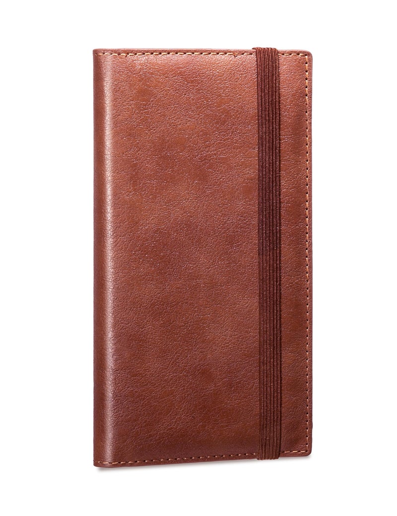 Yarnic Checkbook Cover for Personal Checkbook, Checkbook Holder with Pen Holder & Built-in Clear Plastic Divider for Duplicate Checks (Dark Brown) - Image 1