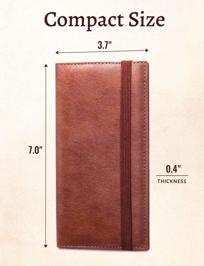 Yarnic Checkbook Cover for Personal Checkbook, Checkbook Holder with Pen Holder & Built-in Clear Plastic Divider for Duplicate Checks (Dark Brown) - Image 3