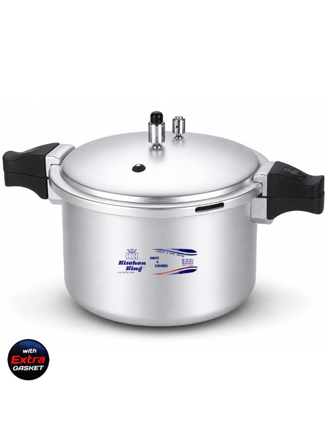 9Liters Kitchen King Blaze 9L Premium Pressure Cooker – Anodized Aluminium, High-Pressure Cooking, GRS Safety, Pressure Indicator, Extra Gas Kit, Multipurpose Use, Heavy Base, Easy Open Handle Silver