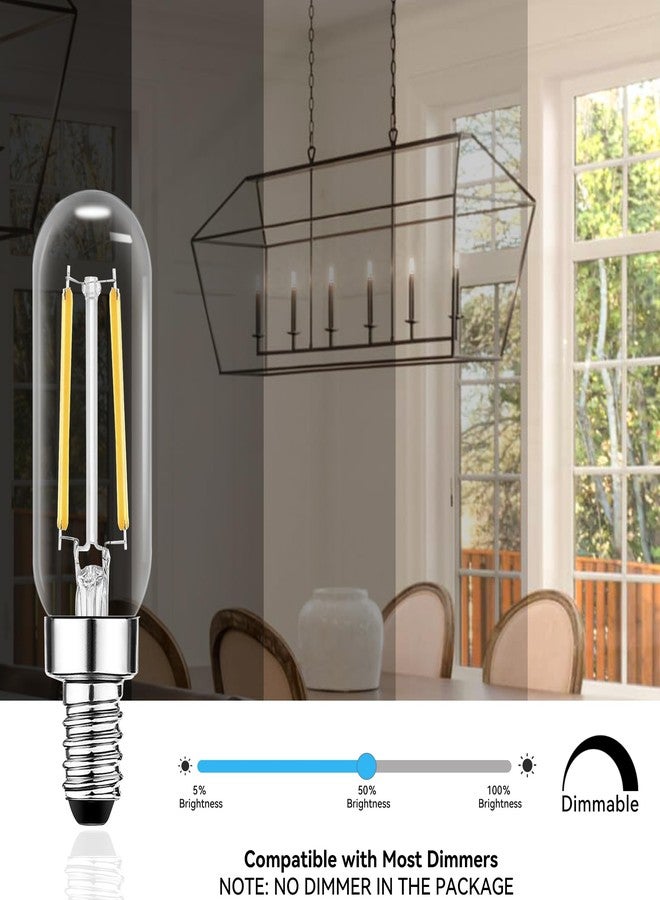 TJOY Led Bulbs E12 T6 Chandelier, Dimmable, 5.5W Equivalent, 60W, 2700K, Soft Warm White, Small Base, Clear Bulb, Decorative Vintage Edison Lamp for Chandelier, Vented - Image 3