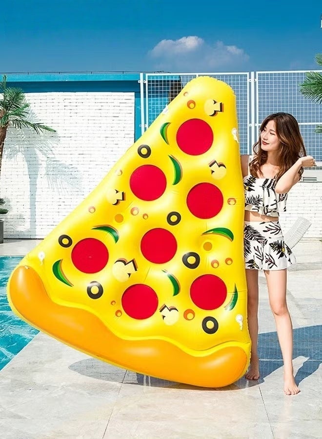 MIXDE Inflatable Pool Float, Giant Pizza Swimming Pool Floating, Pizza Slice Inflatable Mat with Realistic Printing, Water Floating Raft, Giant Pool Lounger, Fun Pool Accessories, Made of High Quality PVC, Suitable for Any Summer Themed Party, Beach, Sea, Pool and Water Park - Image 1