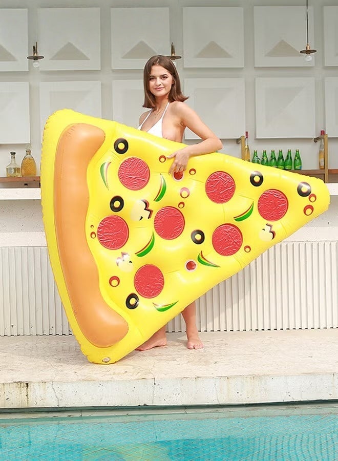 MIXDE Inflatable Pool Float, Giant Pizza Swimming Pool Floating, Pizza Slice Inflatable Mat with Realistic Printing, Water Floating Raft, Giant Pool Lounger, Fun Pool Accessories, Made of High Quality PVC, Suitable for Any Summer Themed Party, Beach, Sea, Pool and Water Park - Image 5