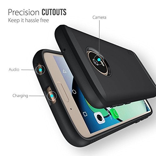 TUDIA DualShield Designed for Motorola Moto G6 Phone Case, [Merge] Shockproof Heavy Duty Military Grade Dual Layer Hard Slim Protective Case Cover - Matte Black - Image 3