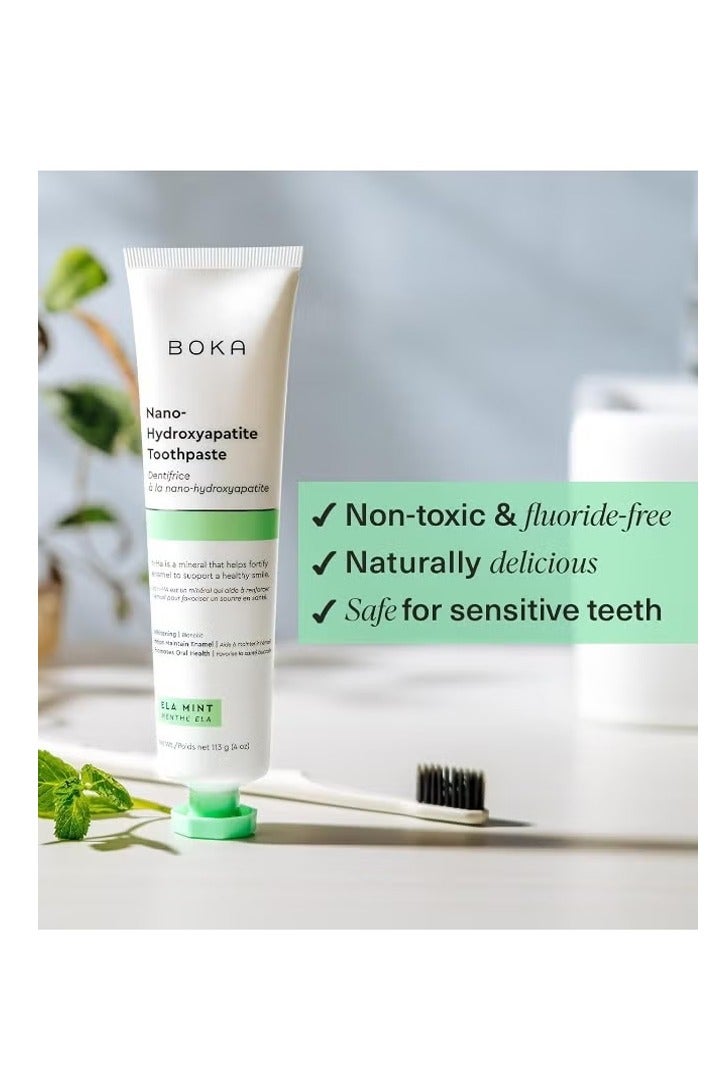 BOKA Fluoride Free Toothpaste, Nano Hydroxyapatite, for Teeth Whitening & Remineralizing, Sensitive Teeth, Dentist Recommended for Adult, Kids, Natural Peppermint Flavor Ela Mint, 4oz - Image 3
