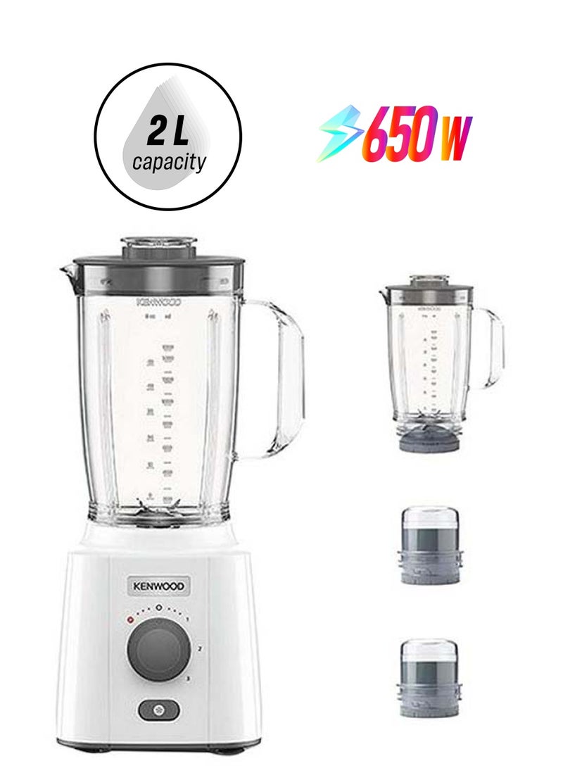 كينوود خلاط، مطحنة، دورق إضافي 1.5 لتر، مطحنة متعددة 2 L 650 W OWBLP41.H0WH أبيض/ رمادي - Image 1