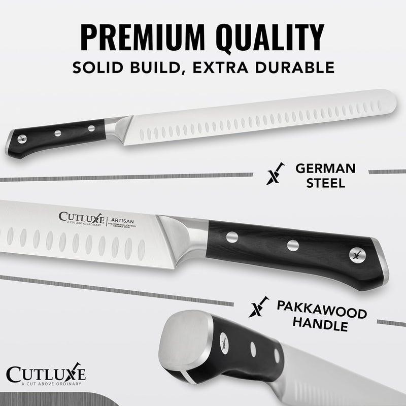 Cutluxe Brisket Knife – 12" Carving & Slicing Knife for Meat & BBQ – Razor Sharp German Steel, Sheath Included, Ergonomic Full Tang Handle Design, Grilling Gifts for Men – Artisan Series - Image 2