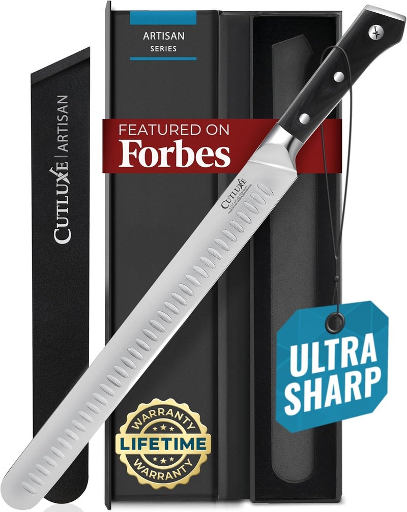 Cutluxe Brisket Knife – 12" Carving & Slicing Knife for Meat & BBQ – Razor Sharp German Steel, Sheath Included, Ergonomic Full Tang Handle Design, Grilling Gifts for Men – Artisan Series - Image 1