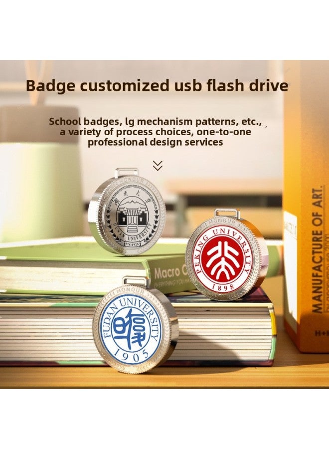 School Badge U Disk School Badge Pattern Customization Enterprise Publicity Anniversary Annual Meeting Forum Commemorative Gift 16g USB-Color:U Disk-opp Bag-Capacity:1GB - Image 2
