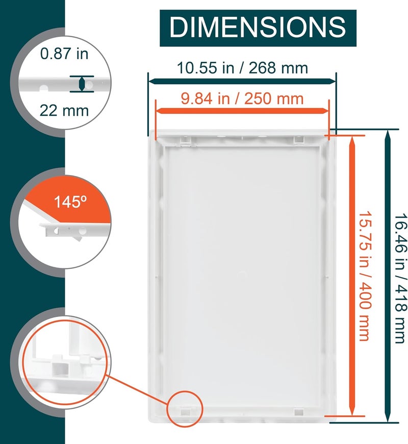 ECOPRO VENT 10 x 16 White Plastic Access Panel. Service Shaft Door Panel. Plumbing, Electricity, Heating, Alarm Wall Access - Image 2