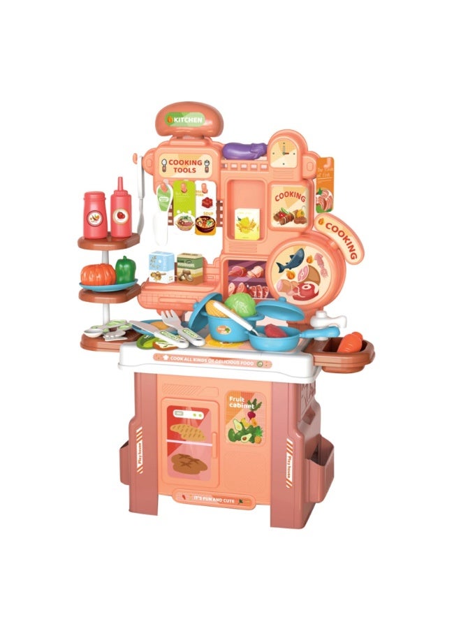 Kitchen Toys Set for Kids, Children's Pretend Play Cooking, 46 pcs, with Sound and Light - Image 1