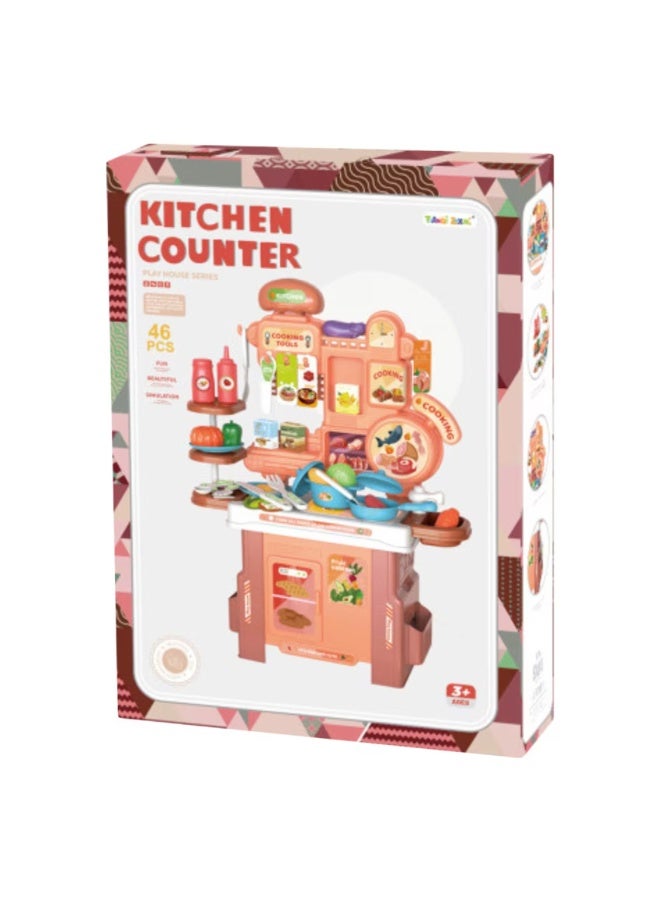 Kitchen Toys Set for Kids, Children's Pretend Play Cooking, 46 pcs, with Sound and Light - Image 3