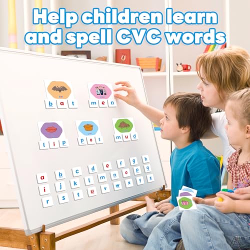 Kasfalci CVC Word GamesMagnetic Letters Flash CardsPhonics GamesAlphabet Learning Toys Refrigerator Fridge ABC Magnets for KidsSpeech Therapy Toys for ToddlerSpelling for Preschool Classroom - Image 5