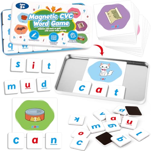 Kasfalci CVC Word GamesMagnetic Letters Flash CardsPhonics GamesAlphabet Learning Toys Refrigerator Fridge ABC Magnets for KidsSpeech Therapy Toys for ToddlerSpelling for Preschool Classroom - Image 1