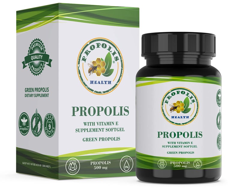 Propolis Health Propolis Capsules 1000mgDaily with Vitamin E Per dose Pure Brazilian Green Propolis Extract Immune Booster 50 Days Supply 100 Capsules