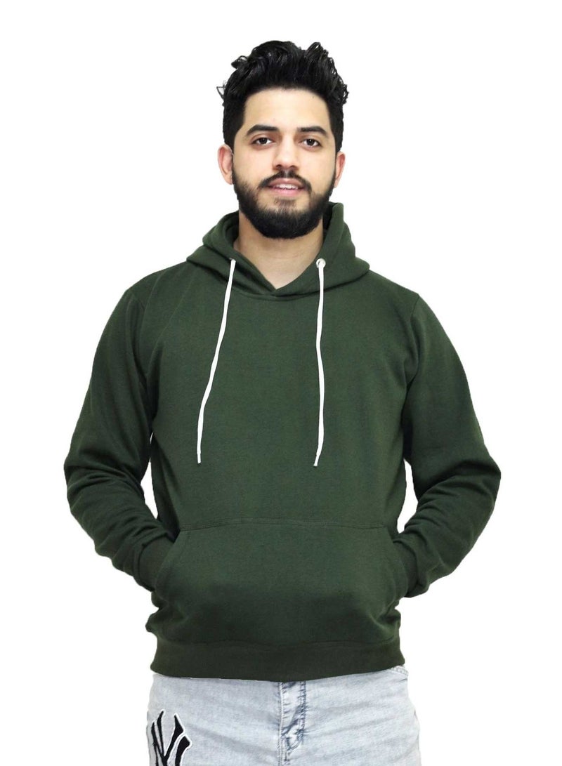 OneHand Hoodie Melton Cotton - Olive - Image 1