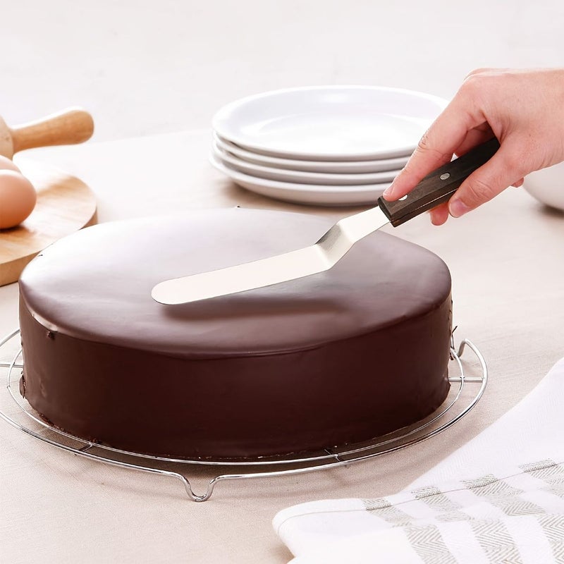 Stainless Steel Cream Spatula With Wooden Handle 4 Inches Bent Blade Cake Angled Scraper For Cake Decorating Pastry Baking - Image 2