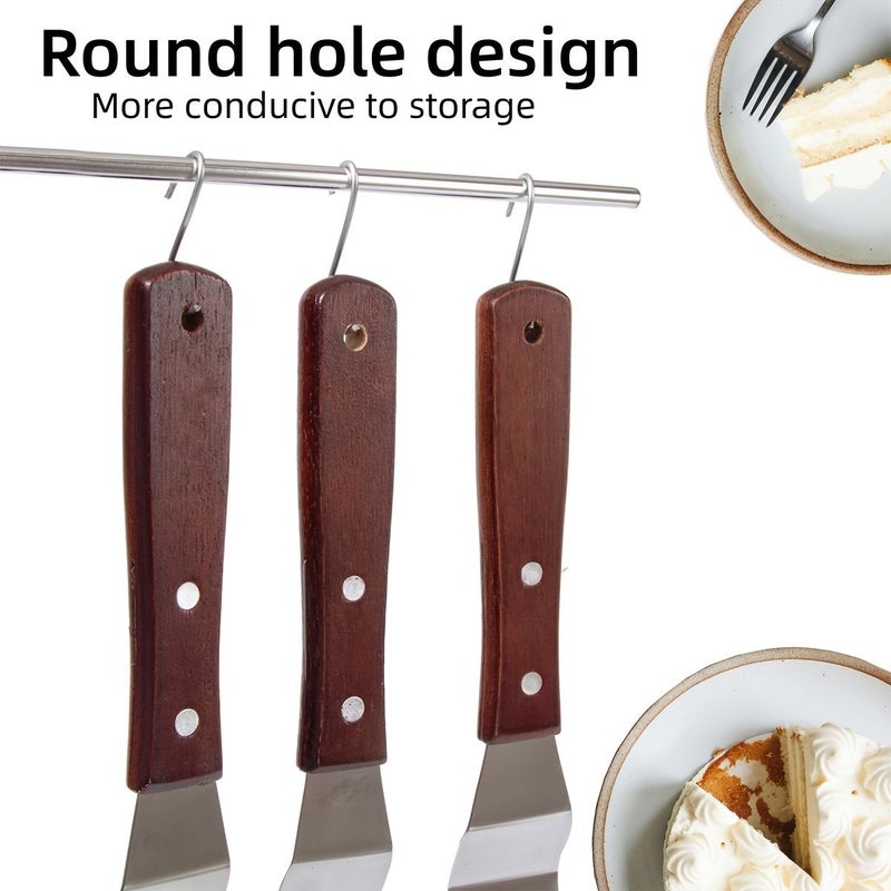 Stainless Steel Cream Spatula With Wooden Handle 4 Inches Bent Blade Cake Angled Scraper For Cake Decorating Pastry Baking - Image 3