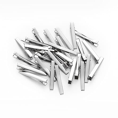 UJOY Flat Metal Single Prong Alligator Duckbills DIY Barrette Bow Hair Clips for Women (Pack of 50) 6.6cm - Image 1