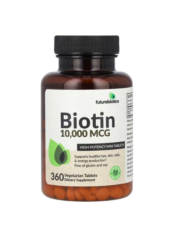 Futurebiotics, Biotin, High Potency, 10,000 mcg, 360 Vegetarian Tablets - Image 1