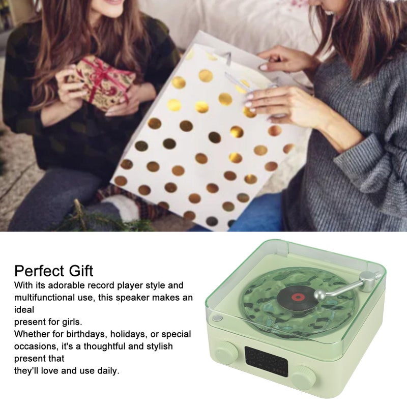 Dpofirs 2024 Aqua Speaker, Record Player, Waves Record Player, Stylish Bluetooth Speaker with Night Light and Time Display, Small 3 in 1 Multifunctional Stereo Speaker (Green), Dpofirsk1etcmgov6-13 - Image 4
