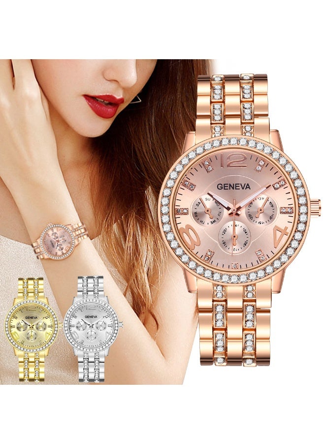 Geneva Elegant stainless steel wristwatch set, water-resistant with a modern luxury design - Image 2