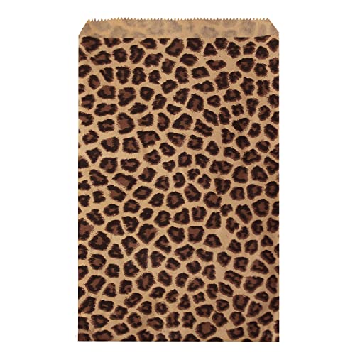 Ikee Design 200 Pcs of 6 X 9 Inch Flat Plain Prints Paper or Patterned Kraft Bags for Candy, Cookies, Merchandise, Party Favors, Gift, Small Paper Bags, Leopard Pattern - Image 1