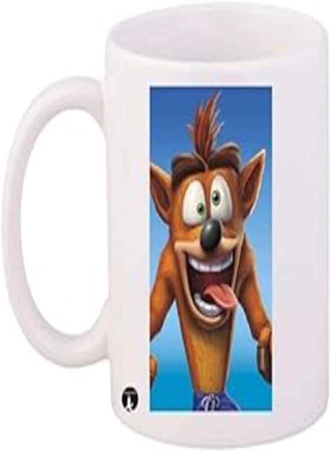 RYN PRINTED/The Video Game Crash Mug White Blue Brown Standard Size