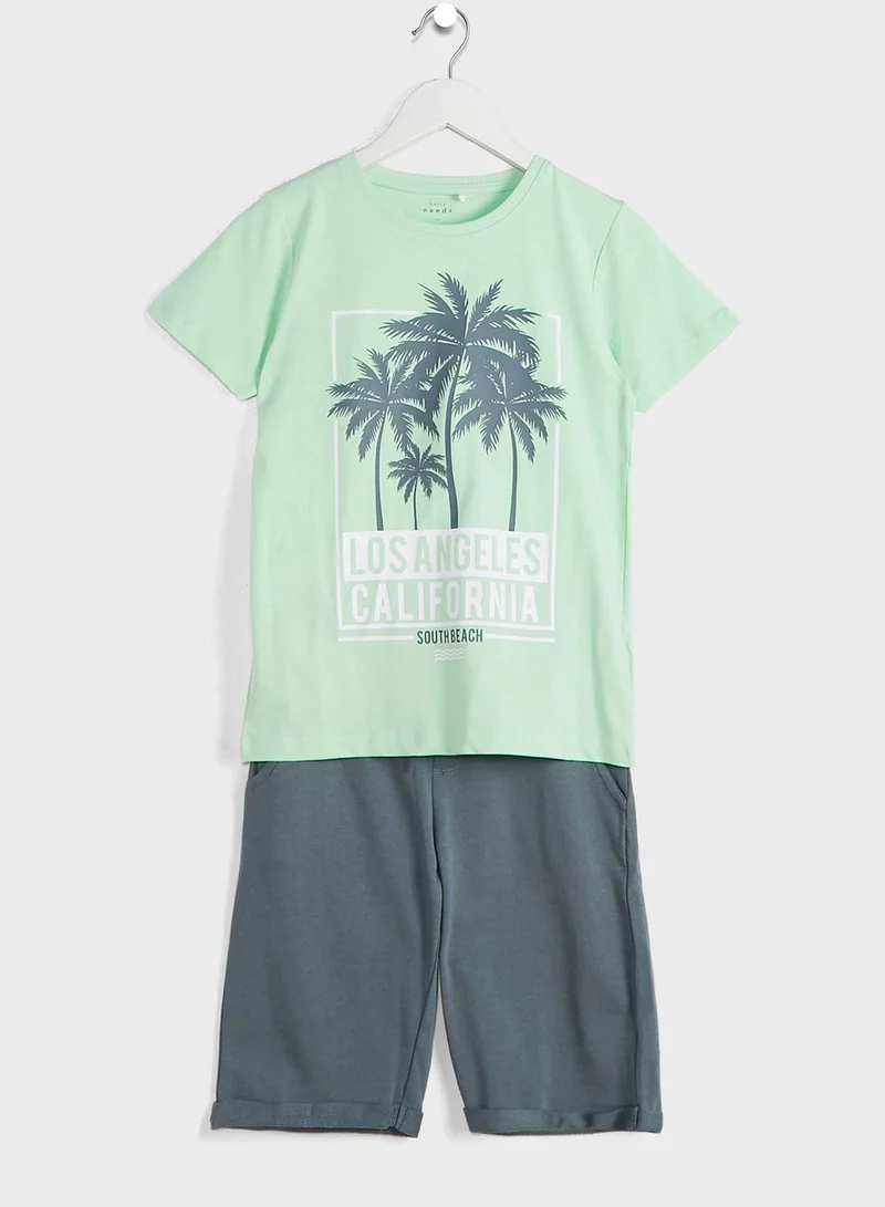 NAME IT Kids South Beach T-Shirt & Shorts Set