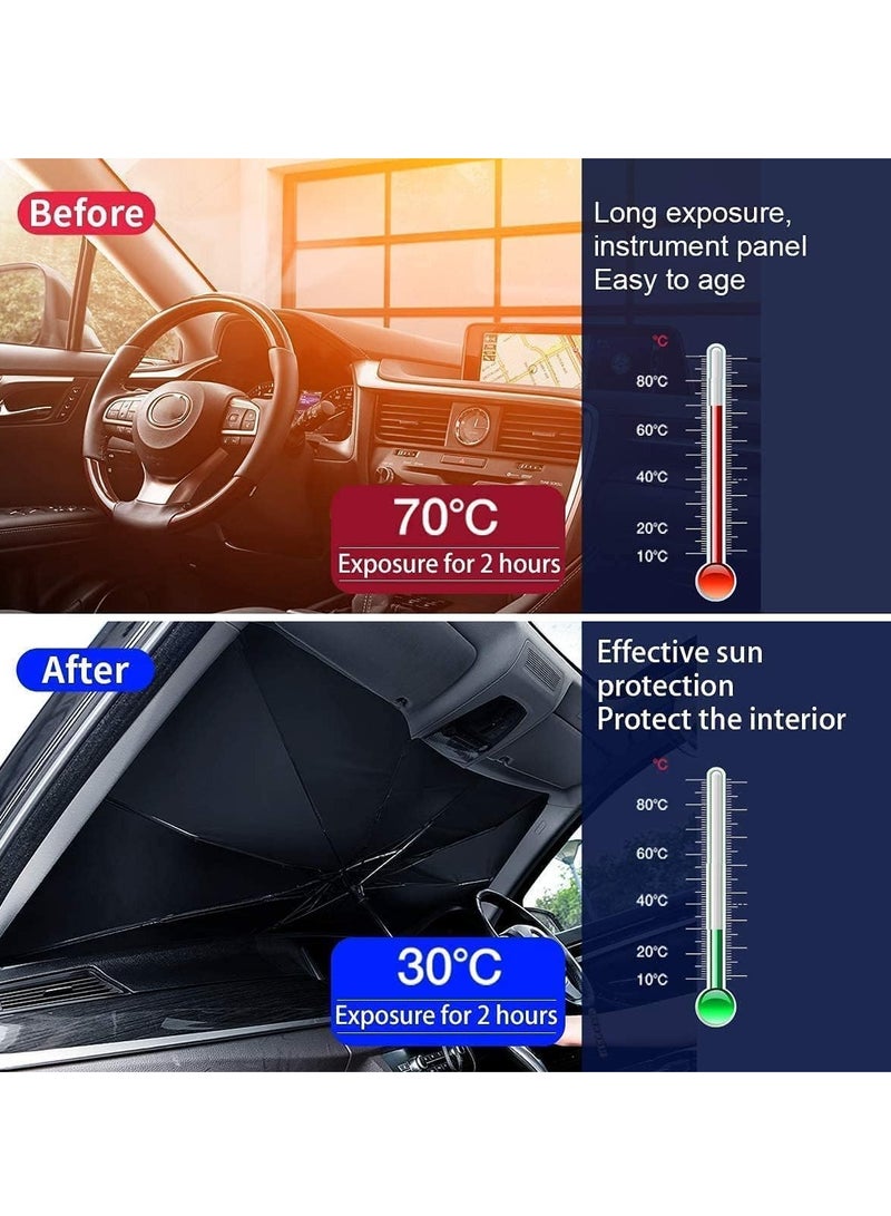 Car Sunshade, Foldable Sun Shade Umbrella for UV Protection Suitable for Most Cars (122 x 65cm) - Easy to Use and Store - Image 3