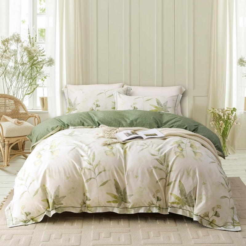 OAITE Duvet Cover King Size - 100% Cotton Comforter Cover Floral Duvet Cover Sets 3-PC, Breathable Duvet Cover with Zipper Closure & Corner Ties - Image 1