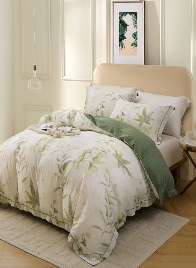 OAITE Duvet Cover King Size - 100% Cotton Comforter Cover Floral Duvet Cover Sets 3-PC, Breathable Duvet Cover with Zipper Closure & Corner Ties - Image 2