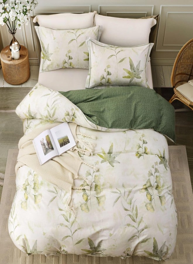 OAITE Duvet Cover King Size - 100% Cotton Comforter Cover Floral Duvet Cover Sets 3-PC, Breathable Duvet Cover with Zipper Closure & Corner Ties - Image 3