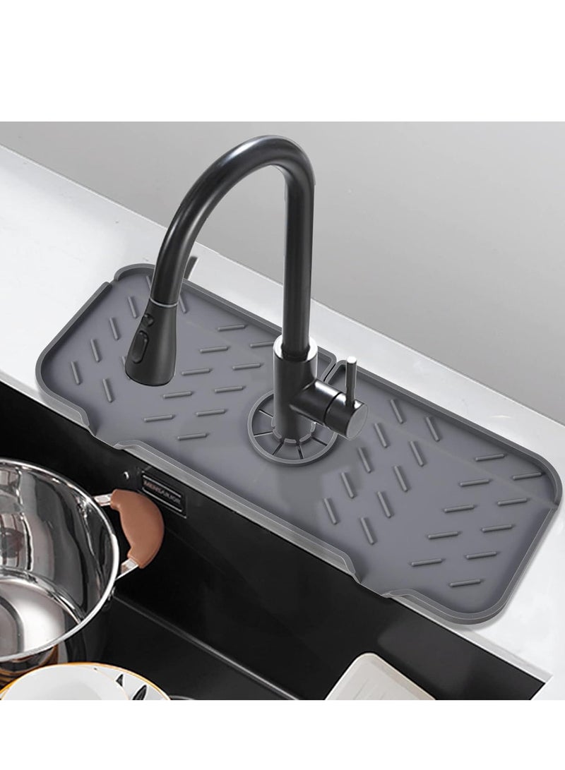 TRASSLE Silicone Faucet Mat for Kitchen, Sink Splash Guard, Bathroom Faucet Water Catcher Mat, Sink Draining Pad Behind Faucet, Keep Drying Kitchen Accessories  - Image 1