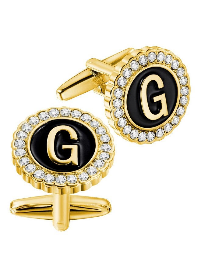 HAWSON A-Z Initial Cufflinks For Men And Women With Clear Crystal, Gold Silver Color Rasied Letter A-Z Cuff Links For French Shirt, Gift For Normal And Business Wearing - Image 5