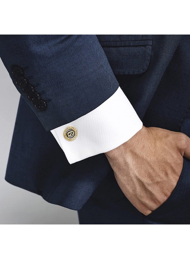 HAWSON A-Z Initial Cufflinks For Men And Women With Clear Crystal, Gold Silver Color Rasied Letter A-Z Cuff Links For French Shirt, Gift For Normal And Business Wearing - Image 2