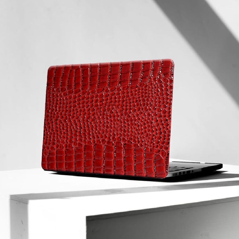 KEROM Compatible for Crocodile MacBook Pro 13 Inch Case 2025-2016 M2 M1 A2338 A2289 A2251 A2159 A1989 A1706 A1708, Textured Aligator Skin Snakeskin PU Leather Hardshell & Keyboard Cover, Burgandy - Image 1