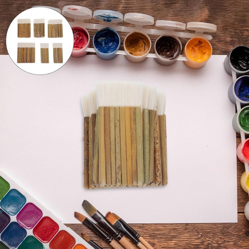 6pcs Portable Sheep Hair Paint Brushes with Wooden Handles for Watercolor Oil Painting Blending Brush for DIY Art Smooth Grip and Dense Bristles - Image 2