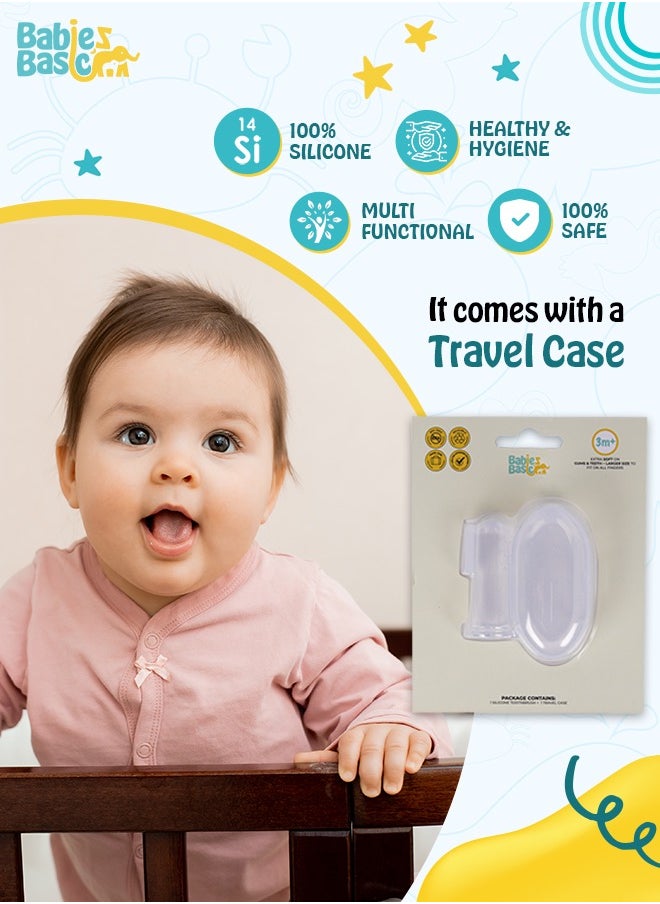 Babies Basic Toothbrush With Travel Case For Babies - Clear Silicone Toothbrush  - Image 3