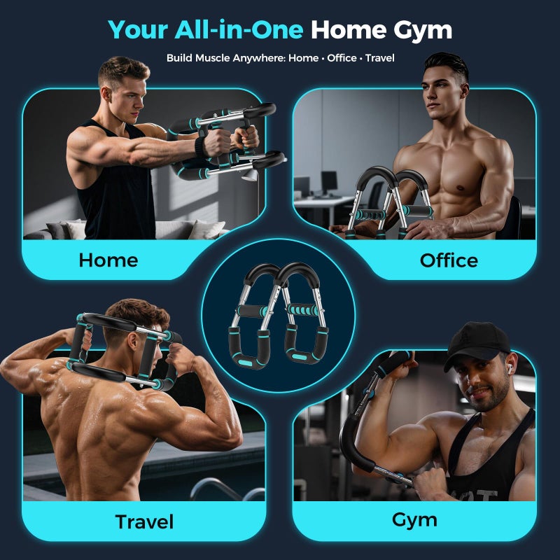 RENRUI معدات تمرين الصدر RENRUI Twister Arm Trainer للرجال والنساء، مقاومة قابلة للتعديل 5 (40-130 رطل) مدرب قوة في المنزل مع مقHandles مضادة للانزلاق وحقيبة حمل (أزرق وفضي) - Image 4