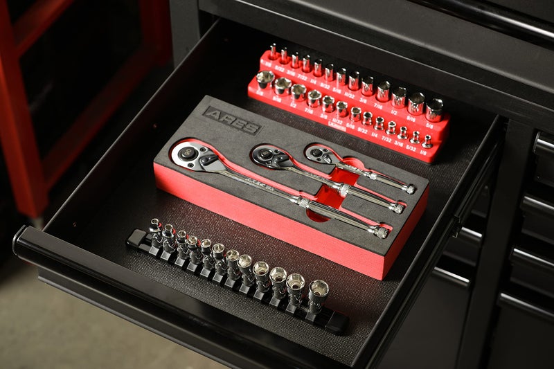 ARES 39009-12-Piece 1/4-Inch Drive Metric Flex Socket Set - 6 Point Sockets Constructed From Premium Heat Treated Chrome Vanadium Steel - Storage Rail Included - Image 4