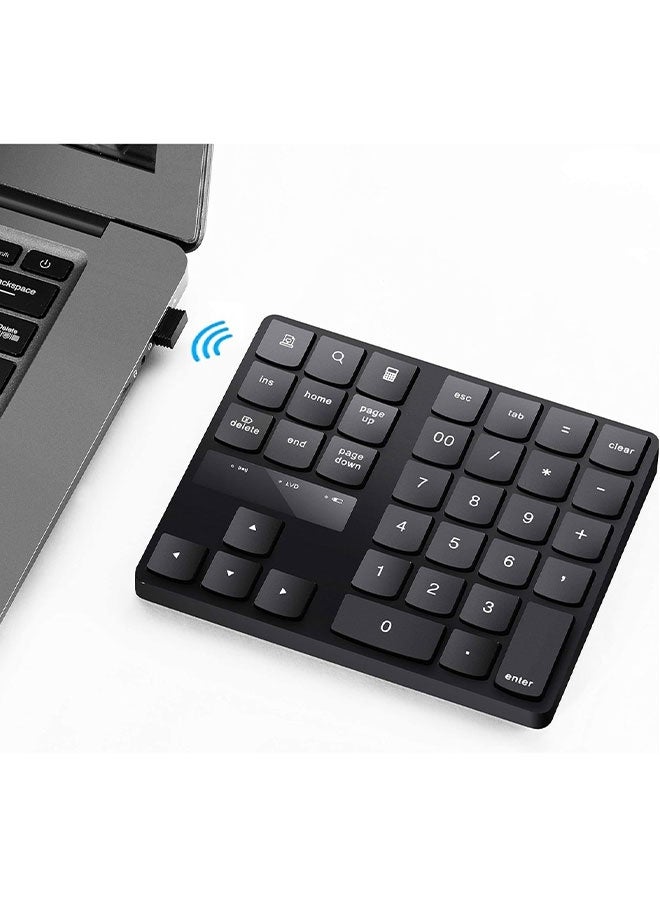 Numeric Keypad, Ultra-Silent 35-Keys, USB Rechargeable, For Macbook/Android/Windows, Black - Image 1