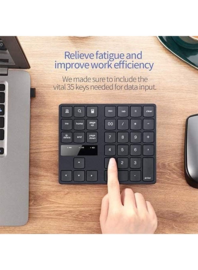 Numeric Keypad, Ultra-Silent 35-Keys, USB Rechargeable, For Macbook/Android/Windows, Black - Image 4