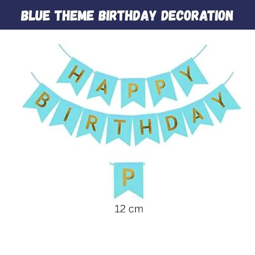 FI - FLICK IN 52 Pcs Birthday Decoration Set for Kids, Adults, Boy, Husband, Men | Blue, White, Silver Balloons, Arch Tape, Banner (Cardstock) - Image 3
