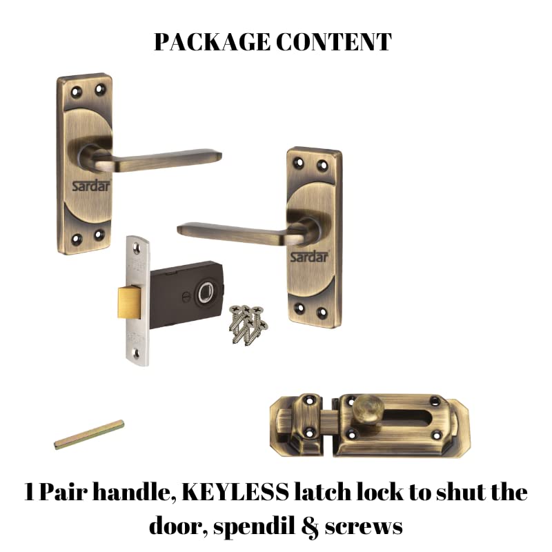 SARDAR KD 5" Antique Iron Baby Latch| Bathroom Door Handle| Keyless Handle Bathroom| Tower Bolt for Bathroom| Push to Close Latch (with Door Latch) - Image 3