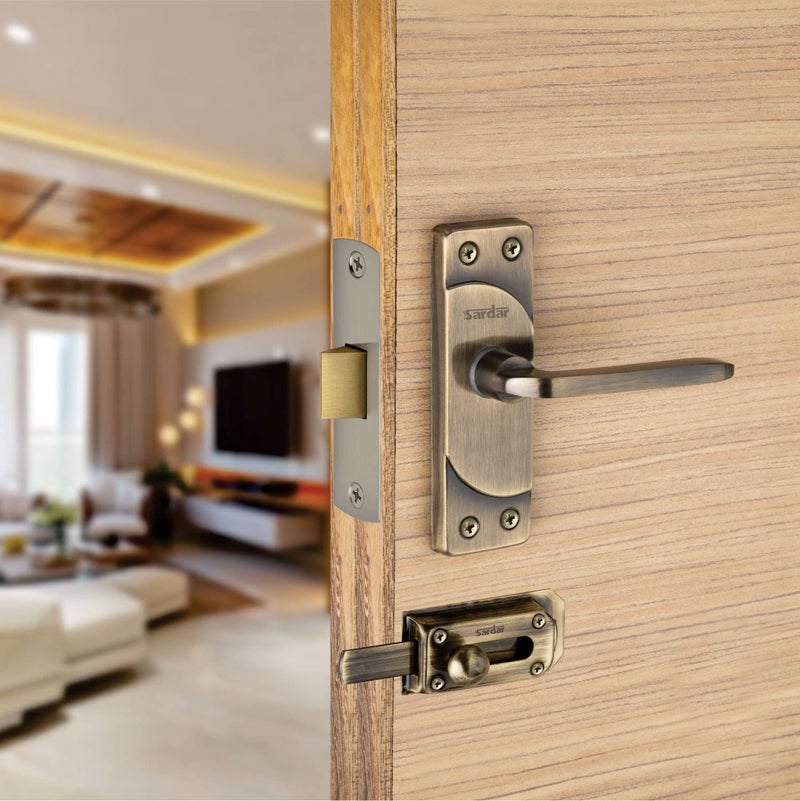 SARDAR KD 5" Antique Iron Baby Latch| Bathroom Door Handle| Keyless Handle Bathroom| Tower Bolt for Bathroom| Push to Close Latch (with Door Latch) - Image 5