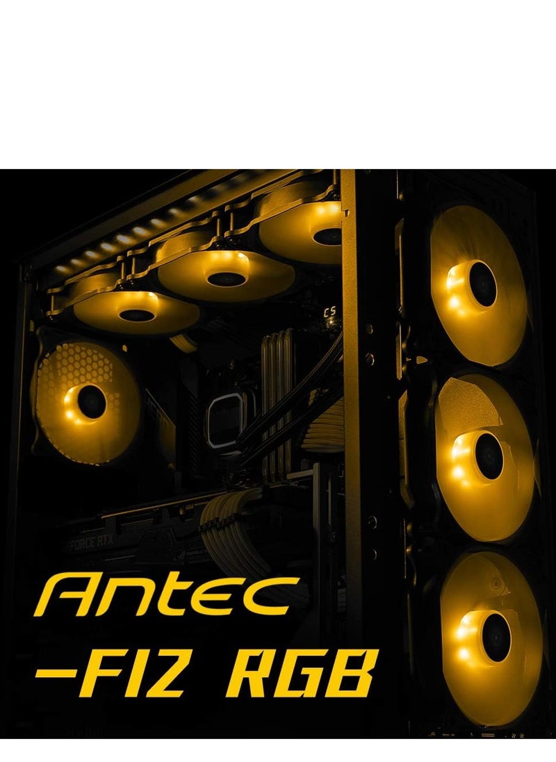 ANTEC - 120mm Case Fan, RGB Case Fans, Single RGB Fans, PC Fan, 4-PIN RGB, F12 Series with Advanced Lighting Effects and PWM Control - Image 1