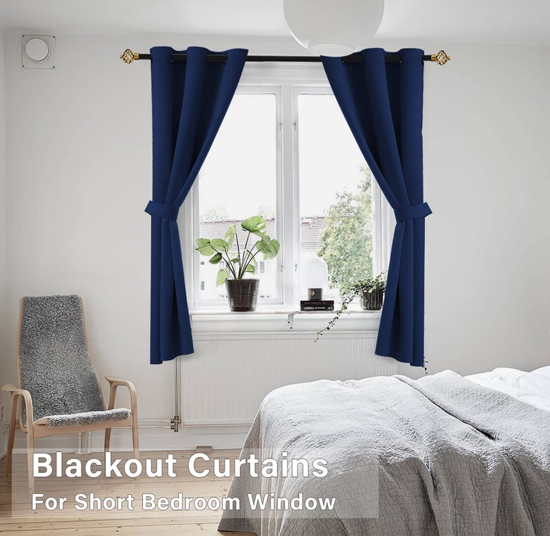 KOUFALL Small Window Curtains for Bathroom Sink Short Length 2 Panel Sets Grommet Navy Blue Heat Reflective Blackout RV Curtains for Camper Kitchen Kids Boys Bedroom Patriotic 45 Inches Long - Image 4