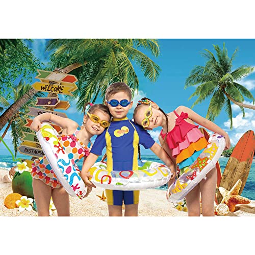 Felortte 7x5ft Polyester Fabric Summer Beach Backdrop Tropical Seaside Background Island Palm Trees Photography Blue Sea Sky Hawaii Aloha Luau Party Decoration Banner Pictures Photo Props - Image 2